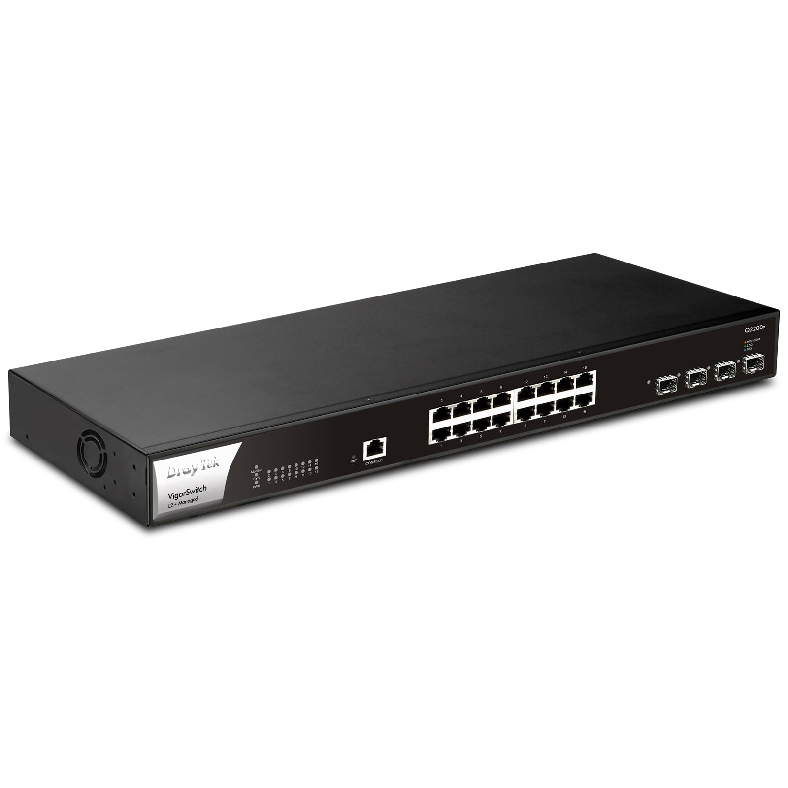 DrayTek Q2200x 16-Port 2.5GbE Managed Switch 10G SFP+ Uplinks DrayTek Q2200x 16-Port 2.5GbE Managed Switch 10G SFP+ Uplinks